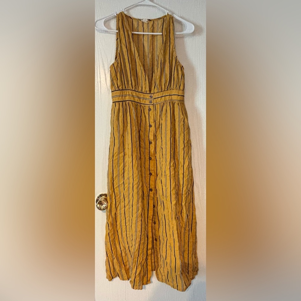 Striped Yellow Button-Down Dress